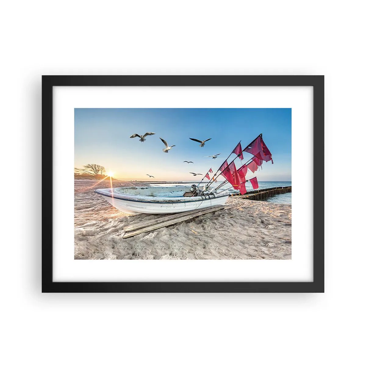 Pôster com moldura preta - Um merecido descanso - 40x30 cm