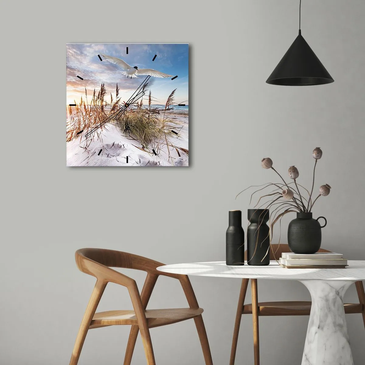 Relógio de parede - Relógio em vidro - Vento do mar - 30x30 cm