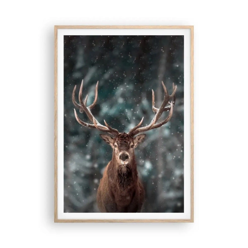 Pôster com moldura de carvalho claro - O rei coroado da floresta  - 70x100 cm