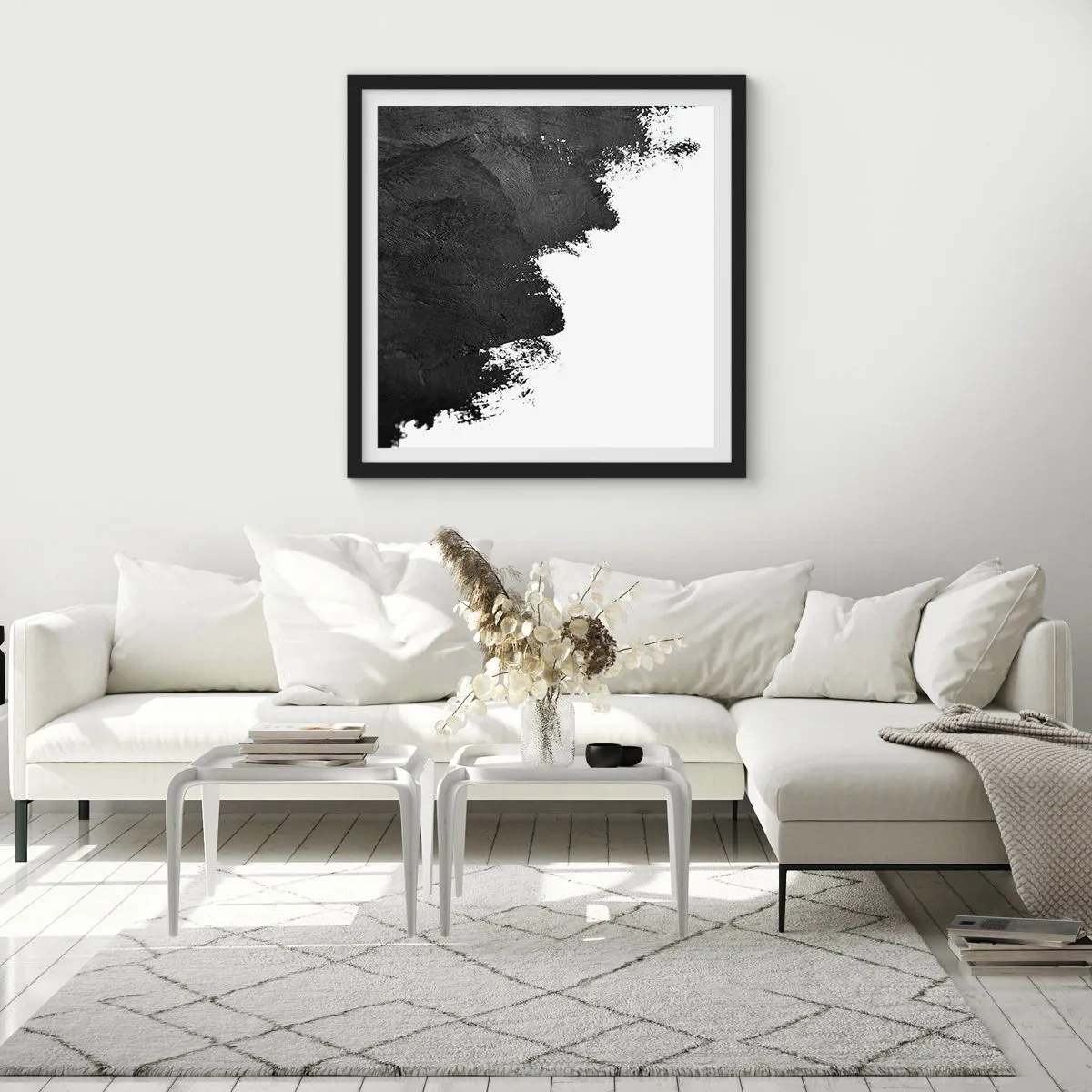 Pôster com moldura preta - Elementos: terra - 40x40 cm