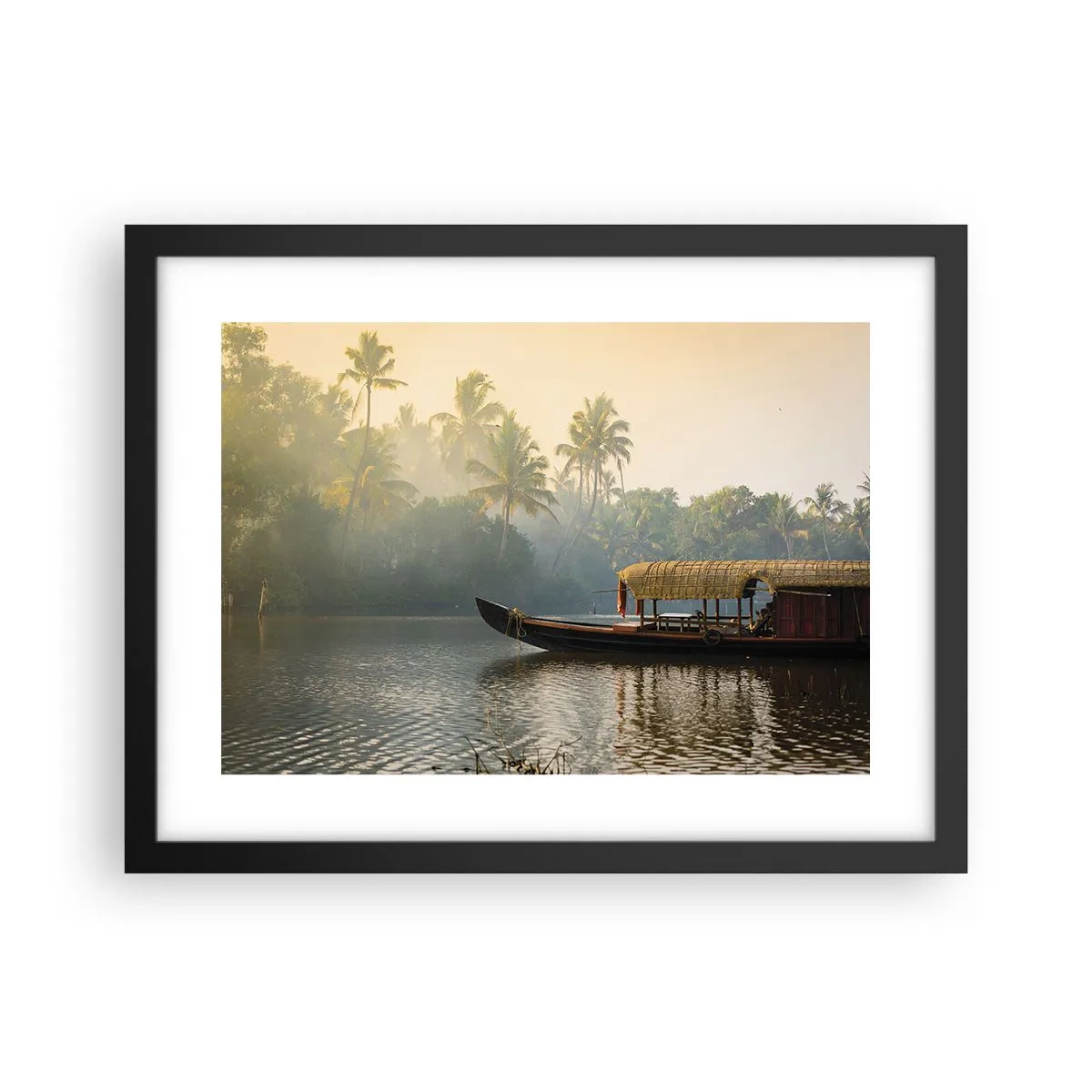 Pôster com moldura preta - Casa no rio - 40x30 cm