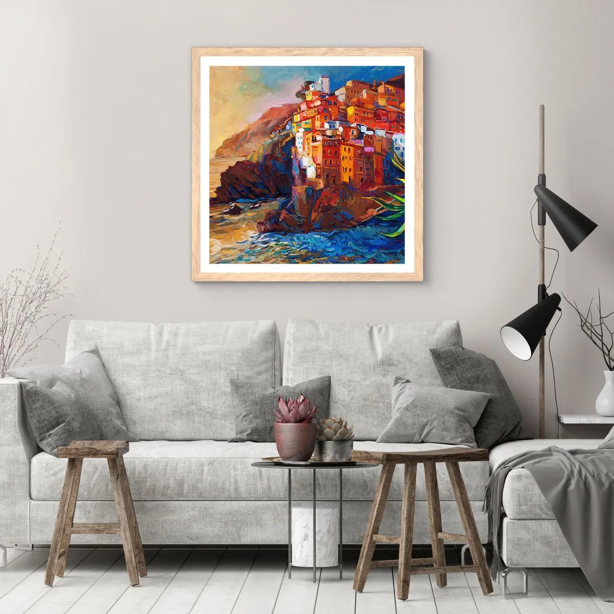 Pôster com moldura de carvalho claro - Vibrações italianas - 40x40 cm