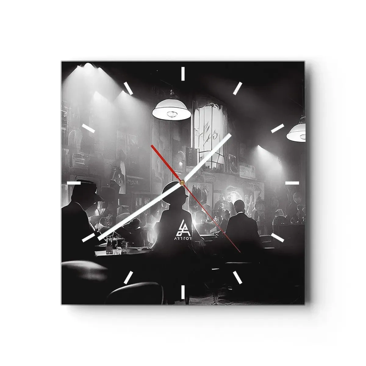 Relógio de parede - Relógio em vidro - Em uma atmosfera de jazz - 40x40 cm