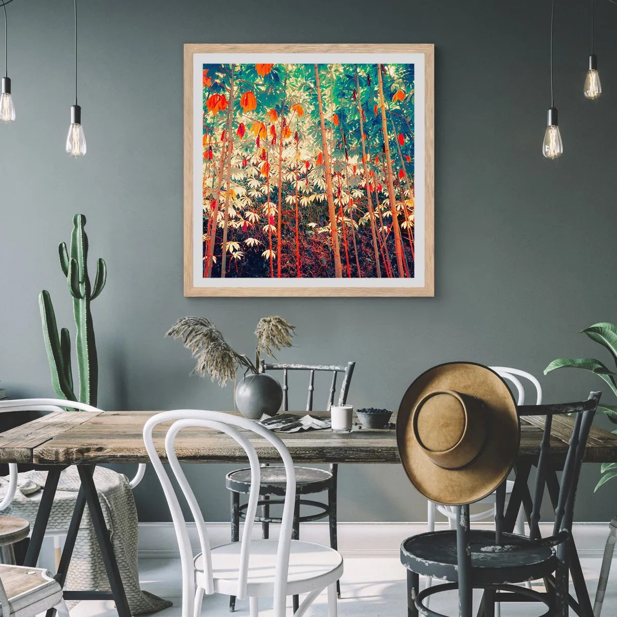 Pôster com moldura de carvalho claro - A vida secreta das folhas - 60x60 cm