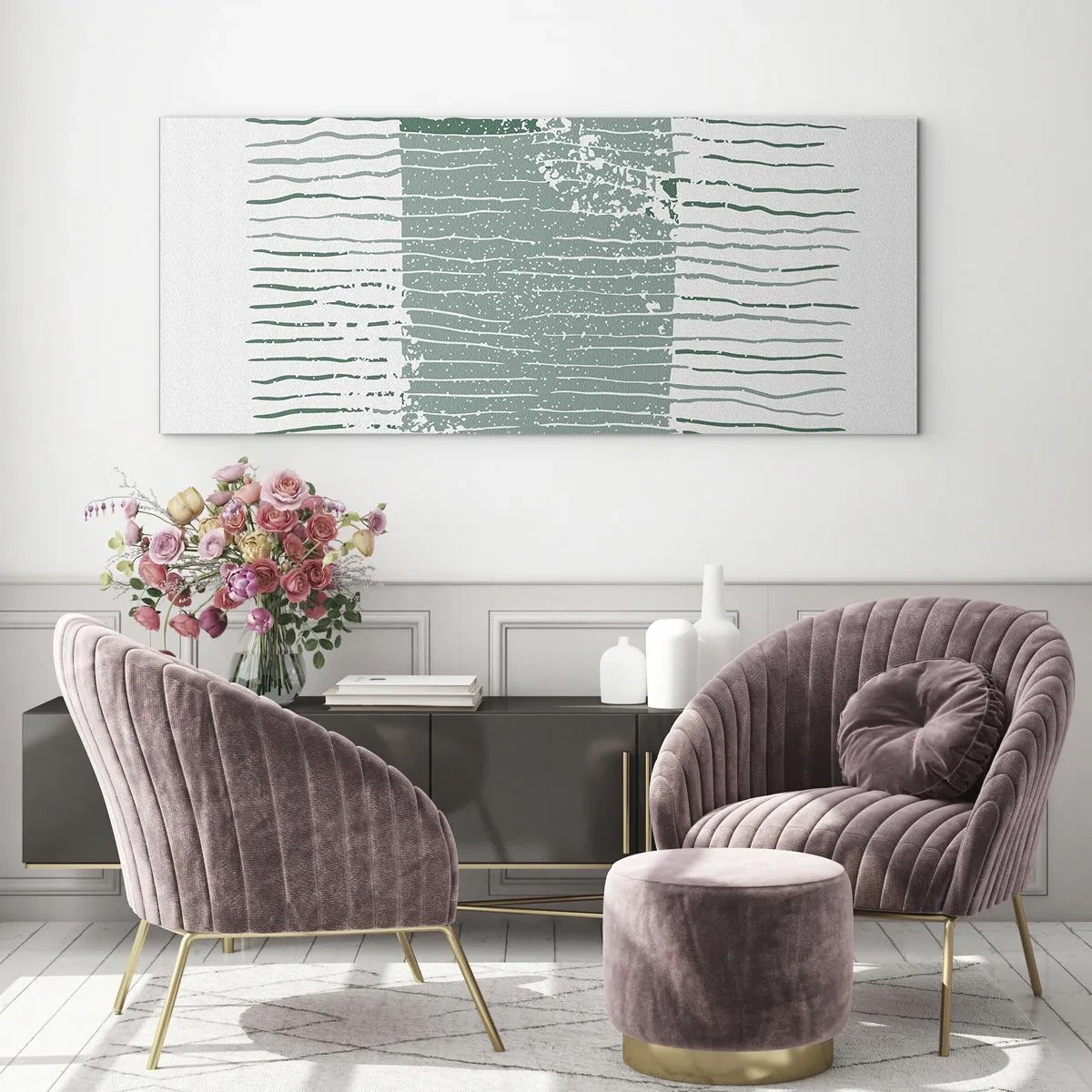 Quadro em vidro - Abstração marinha - 160x50 cm