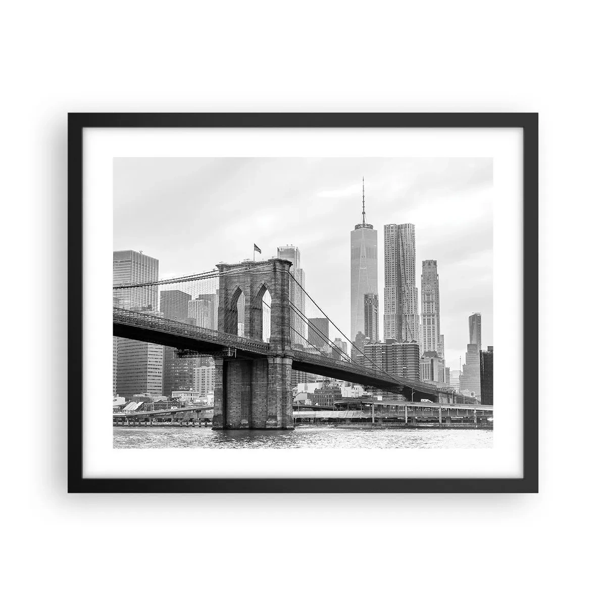 Pôster com moldura preta - Vibrações de Nova York - 50x40 cm