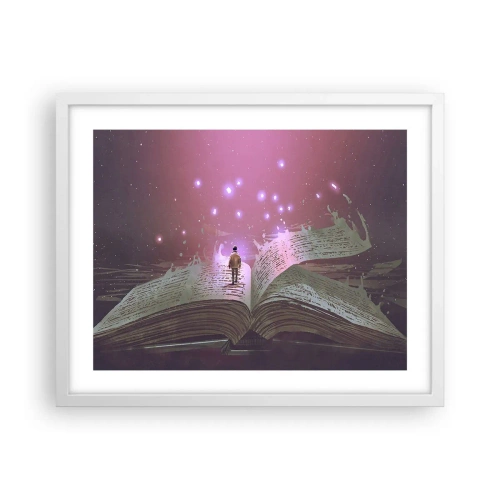 Pôster em moldura branca - Um convite para outro mundo - leia! - 50x40 cm