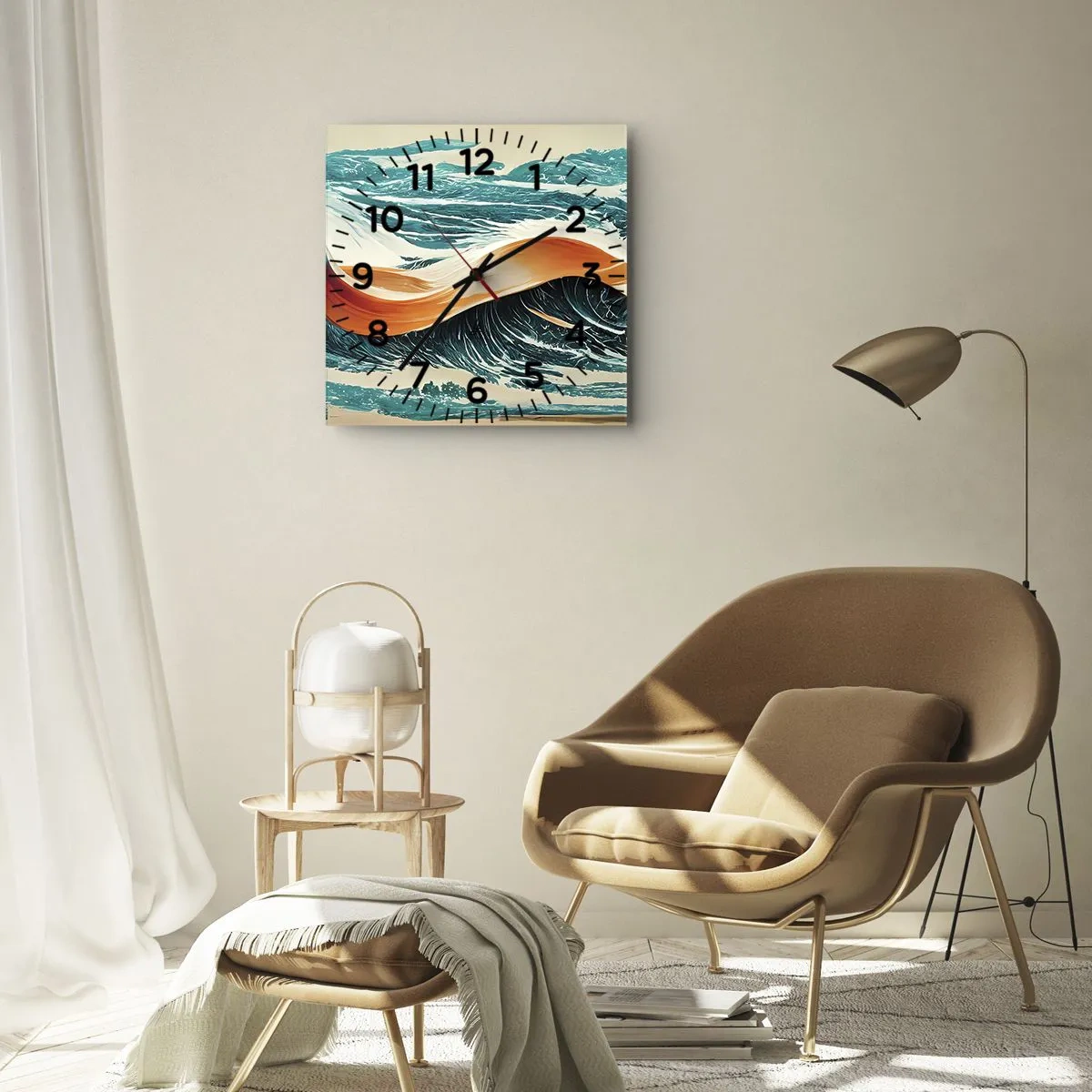 Relógio de parede - Relógio em vidro - O sonho de um surfista - 40x40 cm