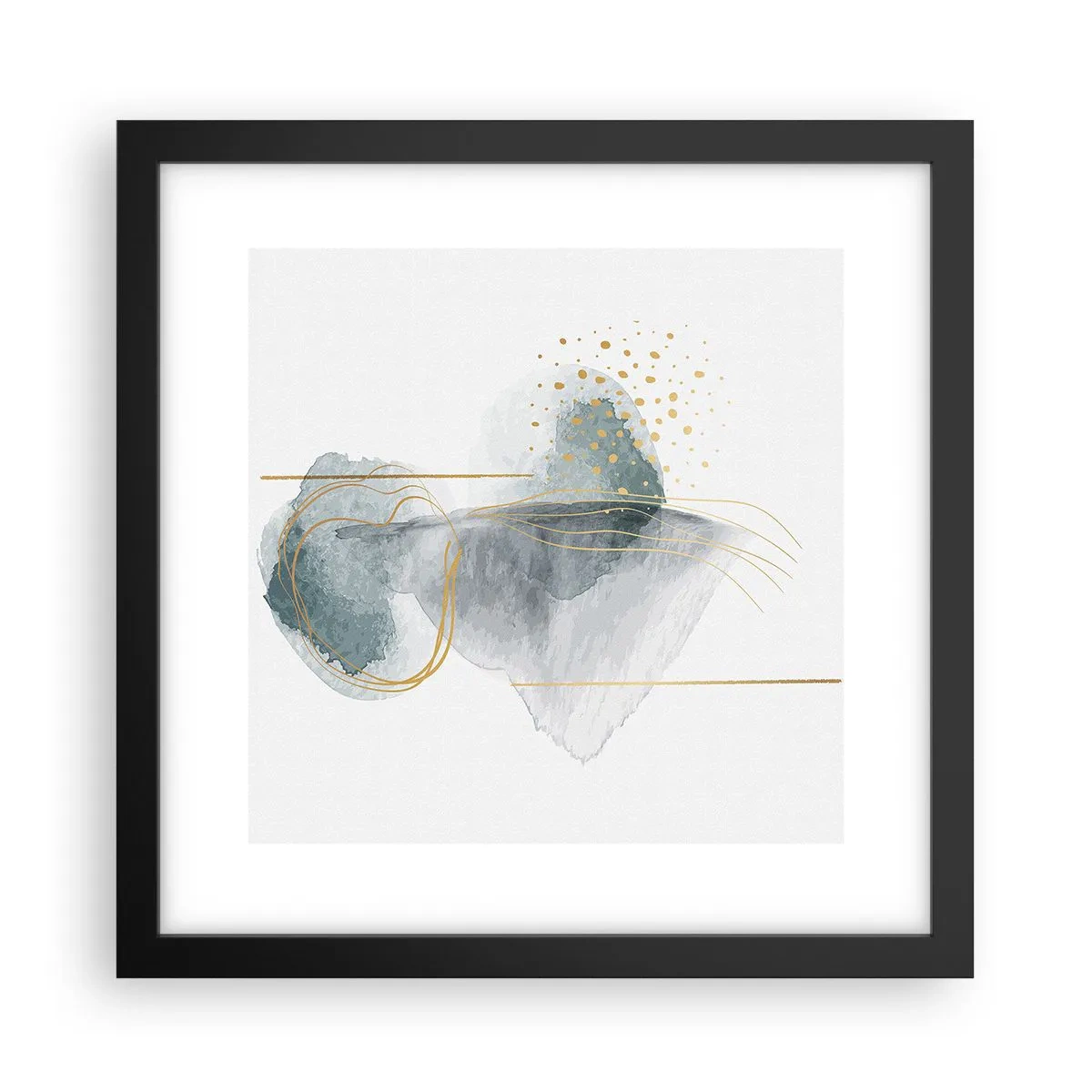 Pôster com moldura preta - Sobre a relação entre o cinza e o dourado - 30x30 cm