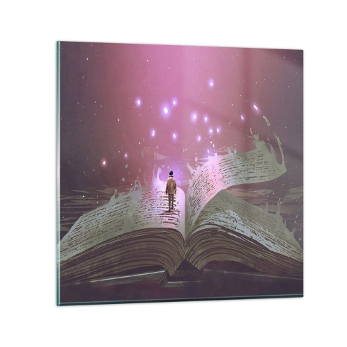 Quadro em vidro - Um convite para outro mundo - leia! - 30x30 cm