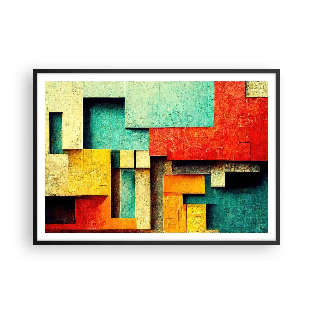 Pôster com moldura preta - Festival de ângulos vivos - 100x70 cm