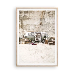 Pôster com moldura de carvalho claro - É hora de começar a jornada - 70x100 cm