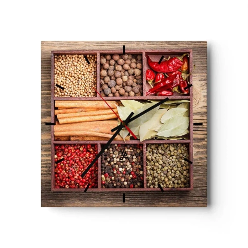 Relógio de parede - Relógio em vidro - Ordem das formas, um ramo de aromas - 30x30 cm