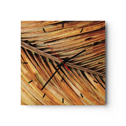 Relógio de parede - Relógio em vidro - Ouro de coco - 30x30 cm