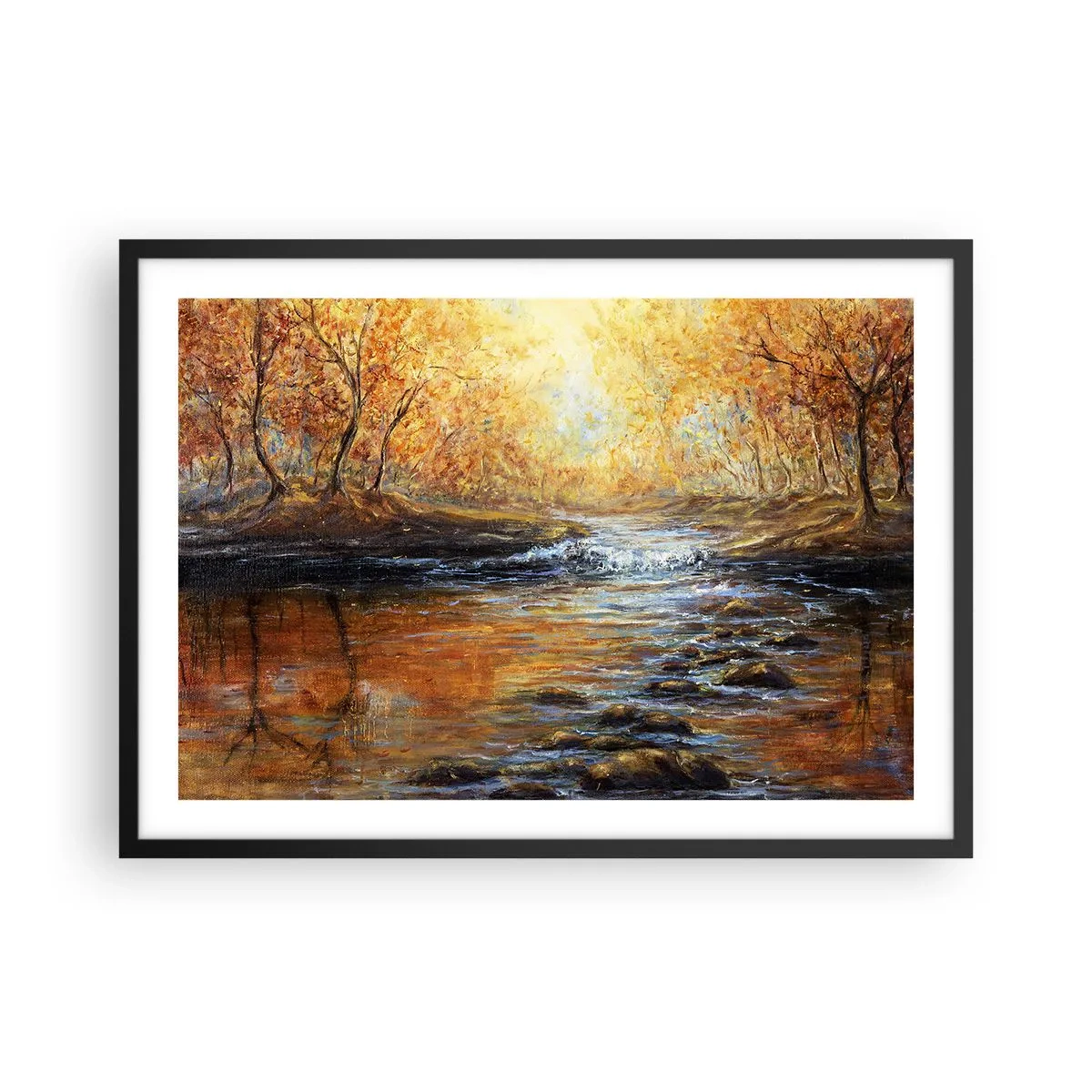 Pôster com moldura preta - Riacho Dourado - 70x50 cm