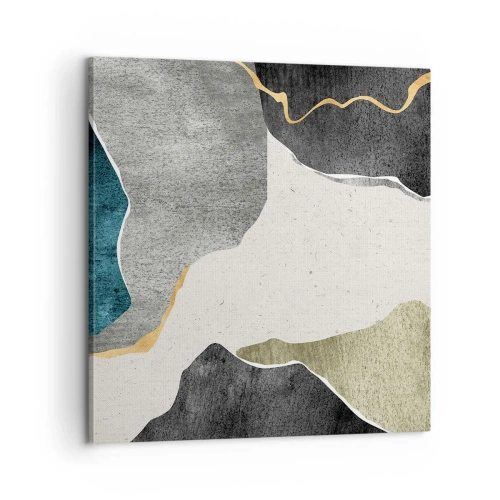 Quadro em tela - Composição de mosaico com fio de ouro - 60x60 cm