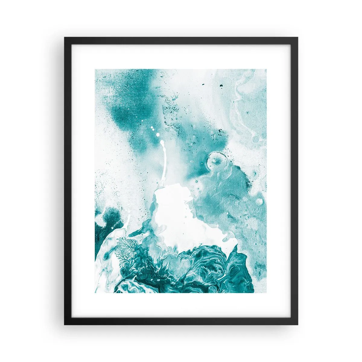 Pôster com moldura preta - Inundado em azul - 40x50 cm