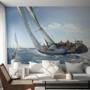 Papel de Parede Premium Canvas - Que vença o melhor - Iate à vela, Regata, Navegação - 450x315 cm
