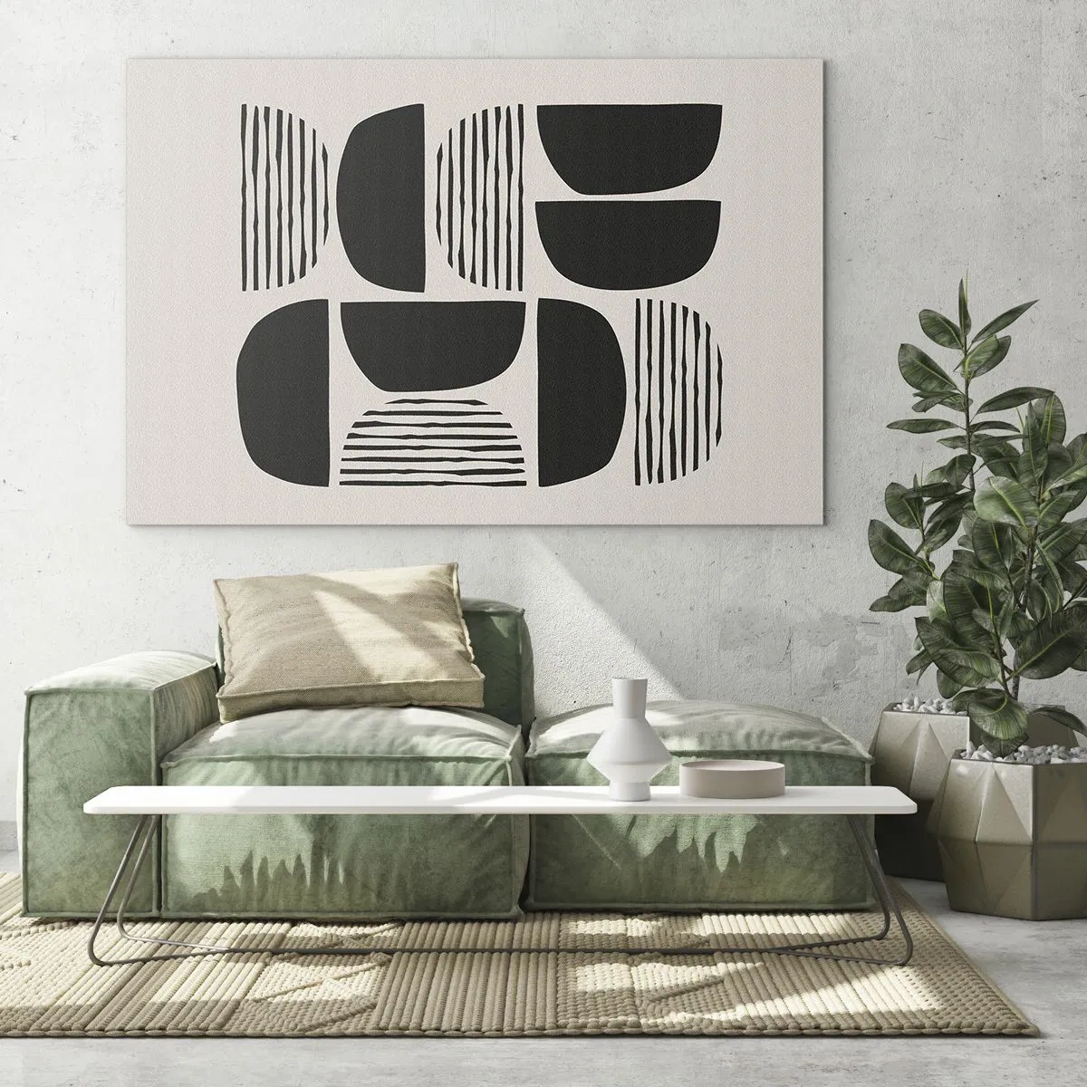 Quadro em vidro - Composição abstrata de formas geométricas com linhas - 70x50cm - Ofertas indiferentes - Decoração de parede moderna para a sala de estar e quarto ARTTOR