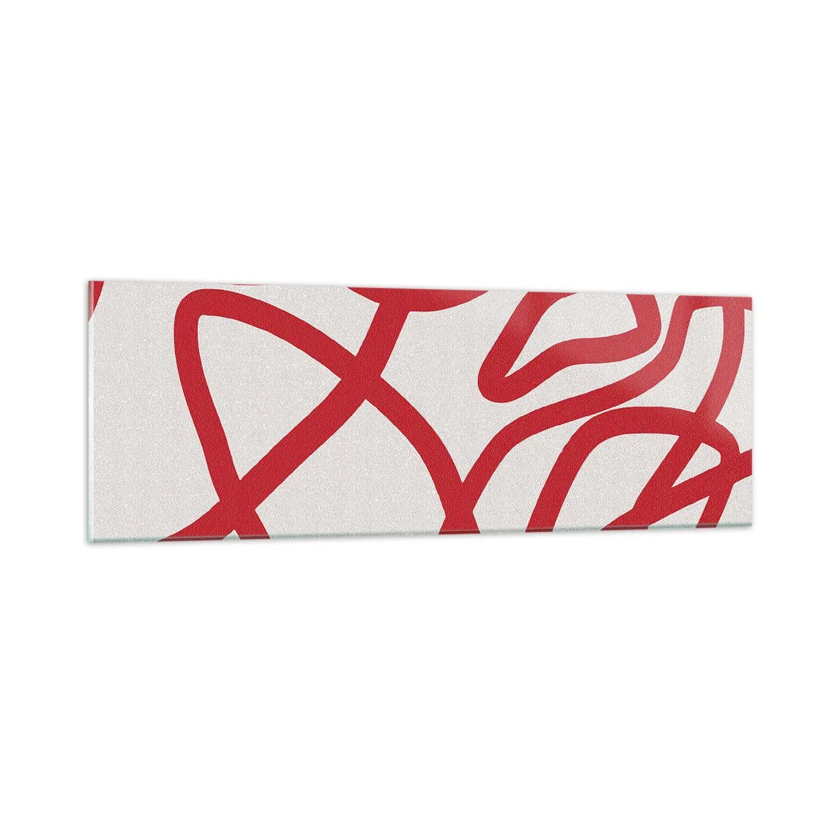 Quadro em vidro - Vermelho em branco - 90x30 cm