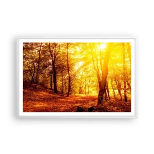 Pôster em moldura branca - Rumo à clareira dourada - 91x61 cm