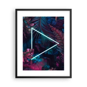 Pôster com moldura preta - Jardim estilo discoteca - 40x50 cm