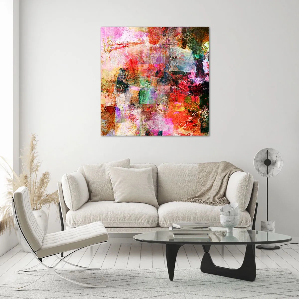 Quadro em vidro - Viagem rosa - 30x30 cm