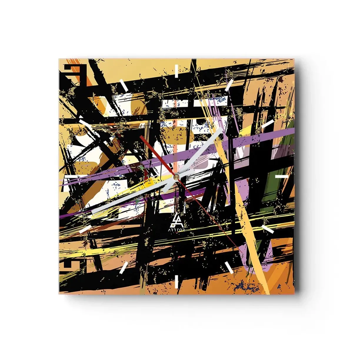 Relógio de parede - Relógio em vidro - Corte afiado - 30x30 cm