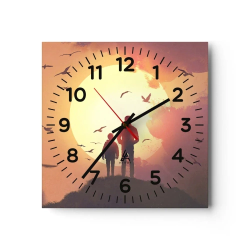 Relógio de parede - Relógio em vidro - Cara a cara com o sol - 40x40 cm