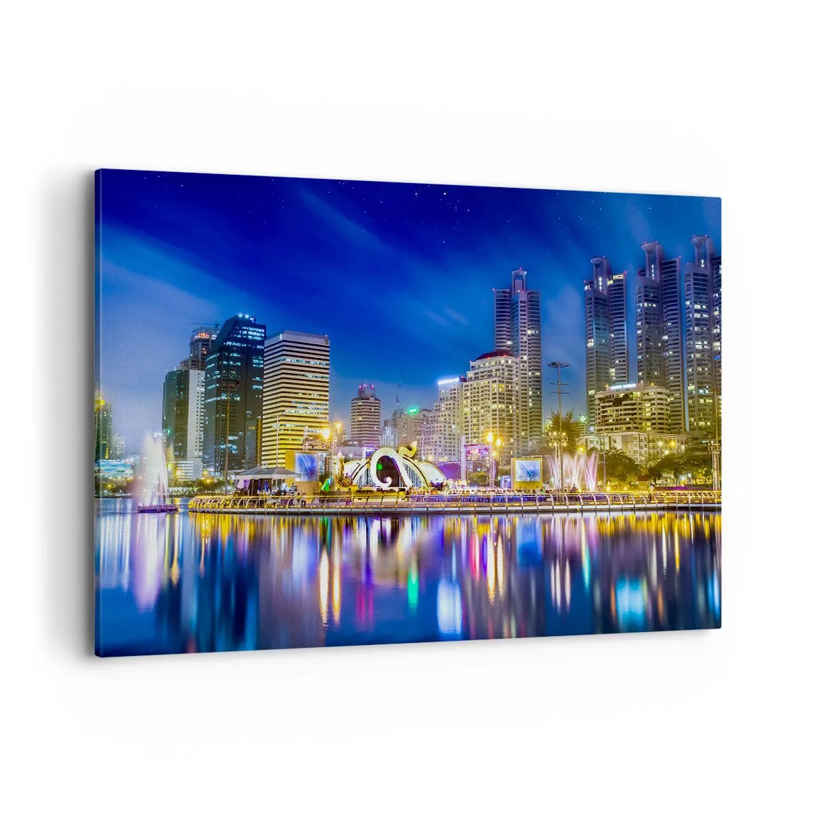 Quadro em tela - Noite arco-íris da metrópole - 100x70 cm