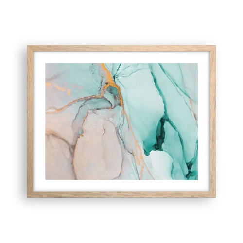 Pôster com moldura de carvalho claro - Dança das formas e cores - 50x40 cm