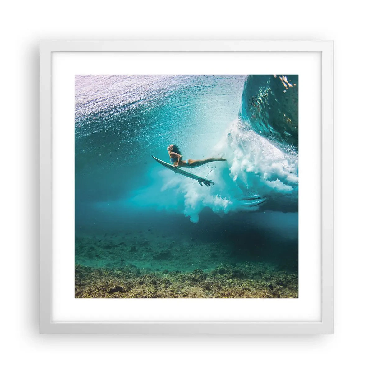 Pôster em moldura branca - O mundo subaquático - 40x40 cm