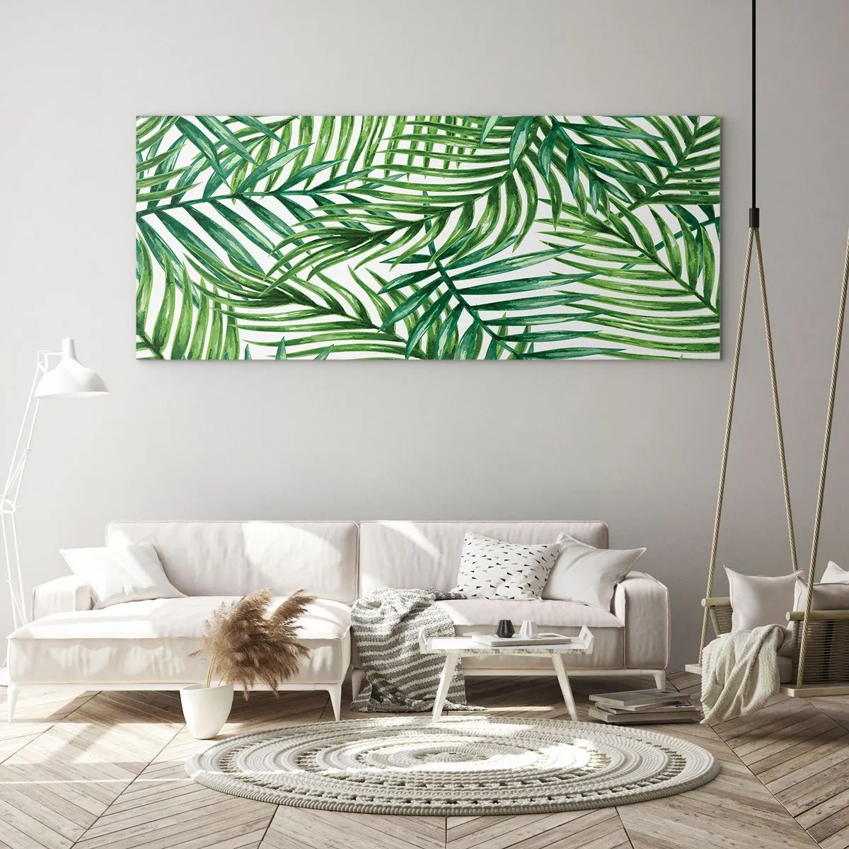 Quadro em vidro - Sob as folhas verdes - 100x40 cm