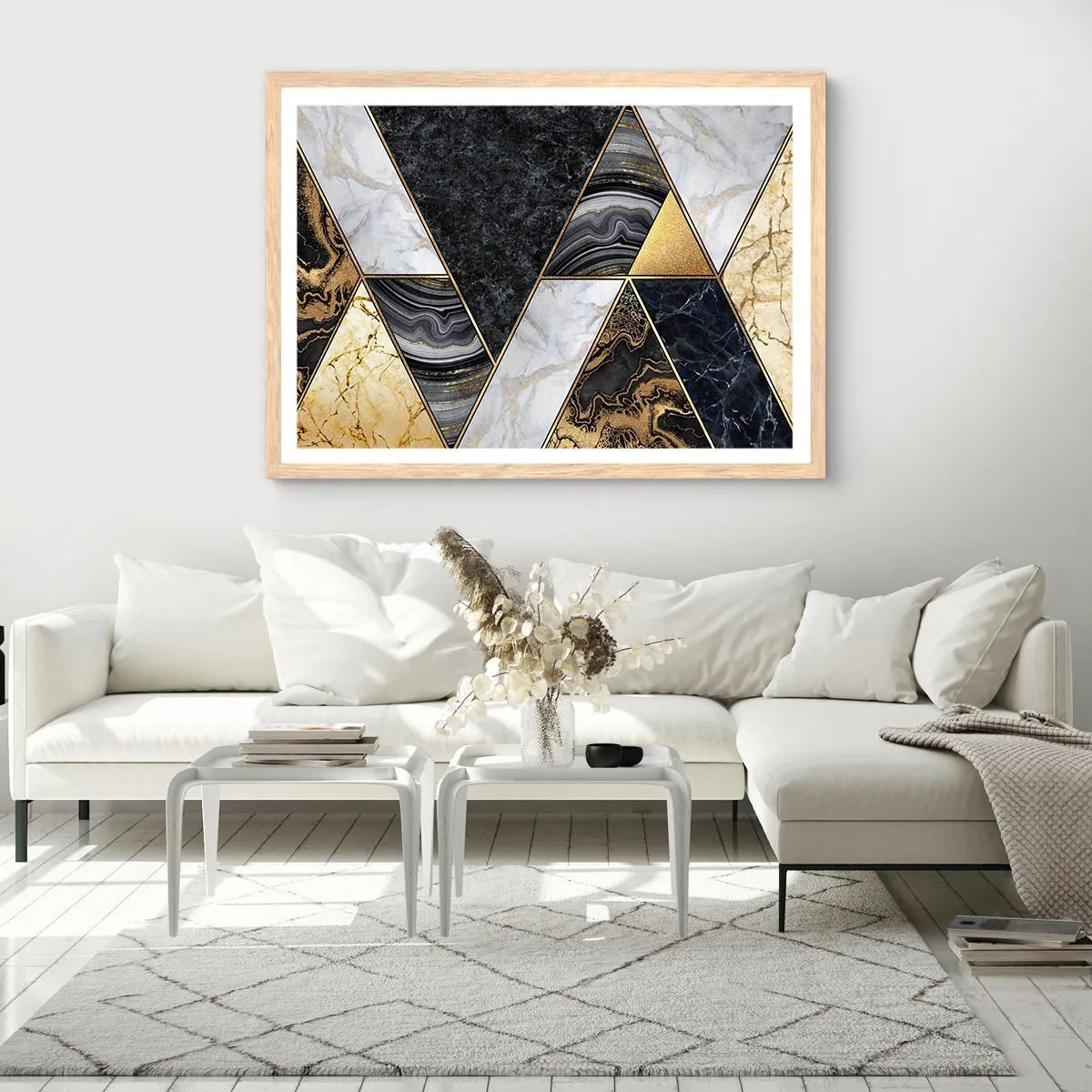 Pôster com moldura de carvalho claro - Pedra por pedra - 100x70 cm