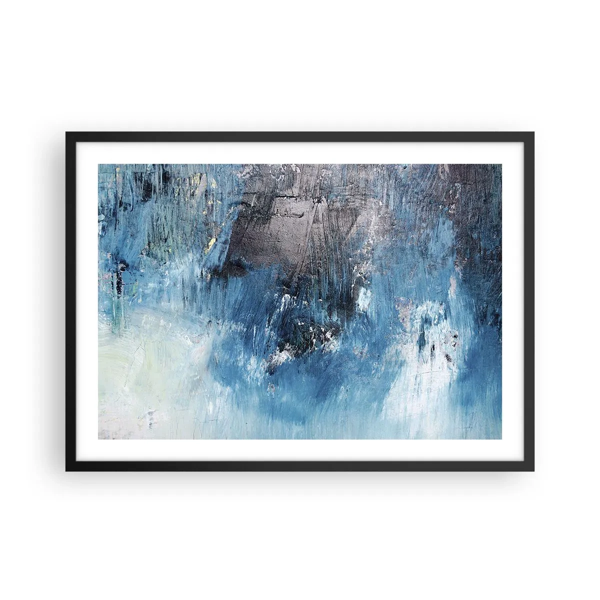 Pôster com moldura preta - Rapsódia em azul - 70x50 cm