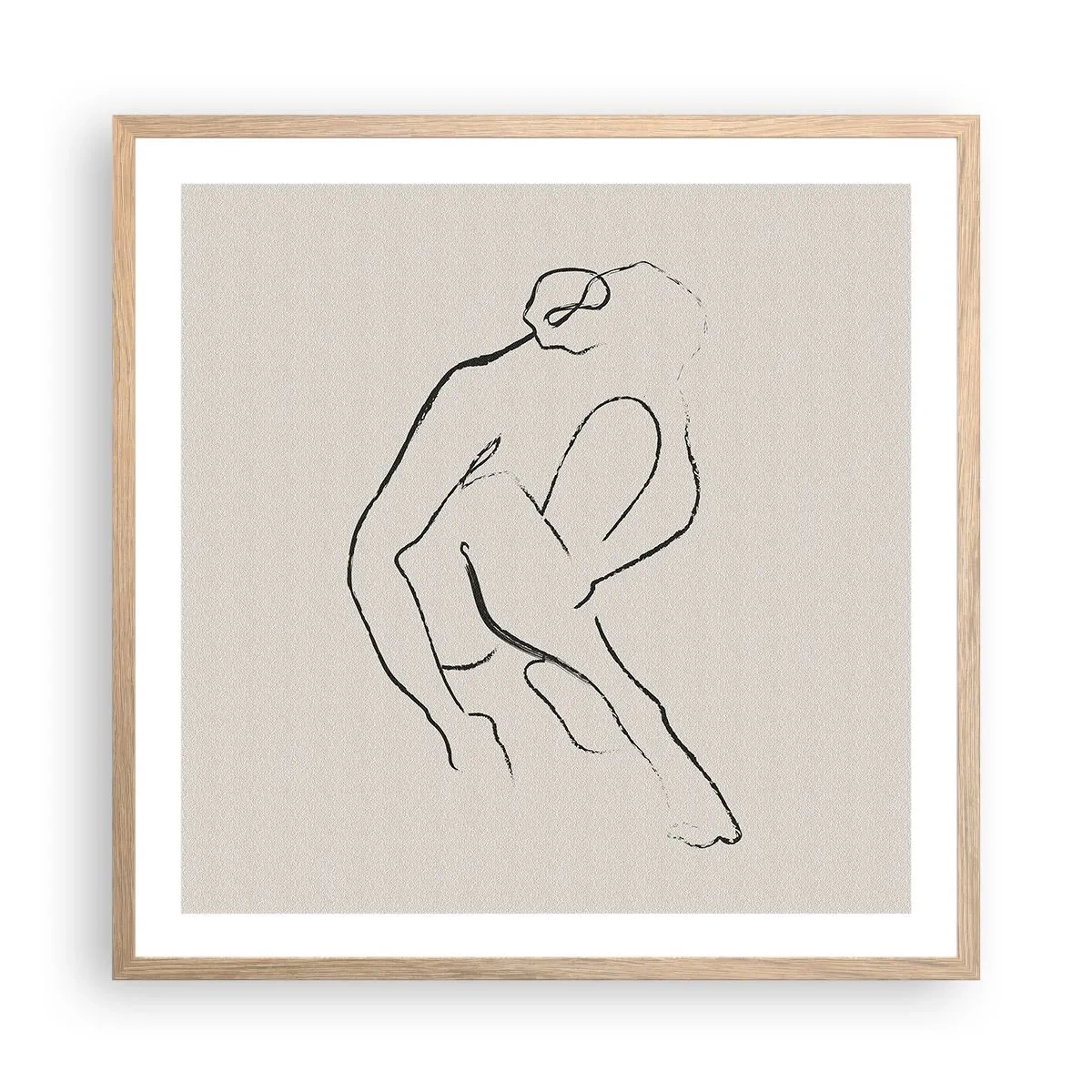 Pôster com moldura de carvalho claro - Esboço íntimo - 60x60 cm