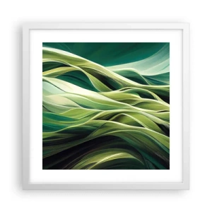 Pôster em moldura branca - Jogo verde abstrato - 40x40 cm
