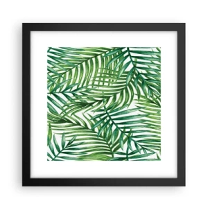 Pôster com moldura preta - Sob as folhas verdes - 30x30 cm