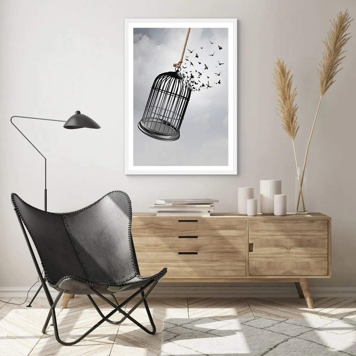 Pôster em moldura branca - Fé... Esperança... Liberdade! - 70x100 cm