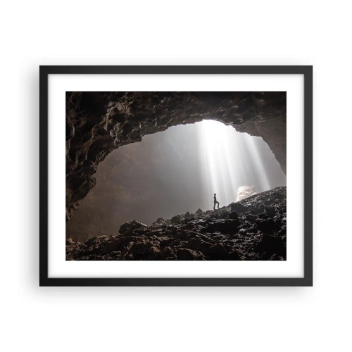 Pôster com moldura preta - Gruta luminosa - 50x40 cm