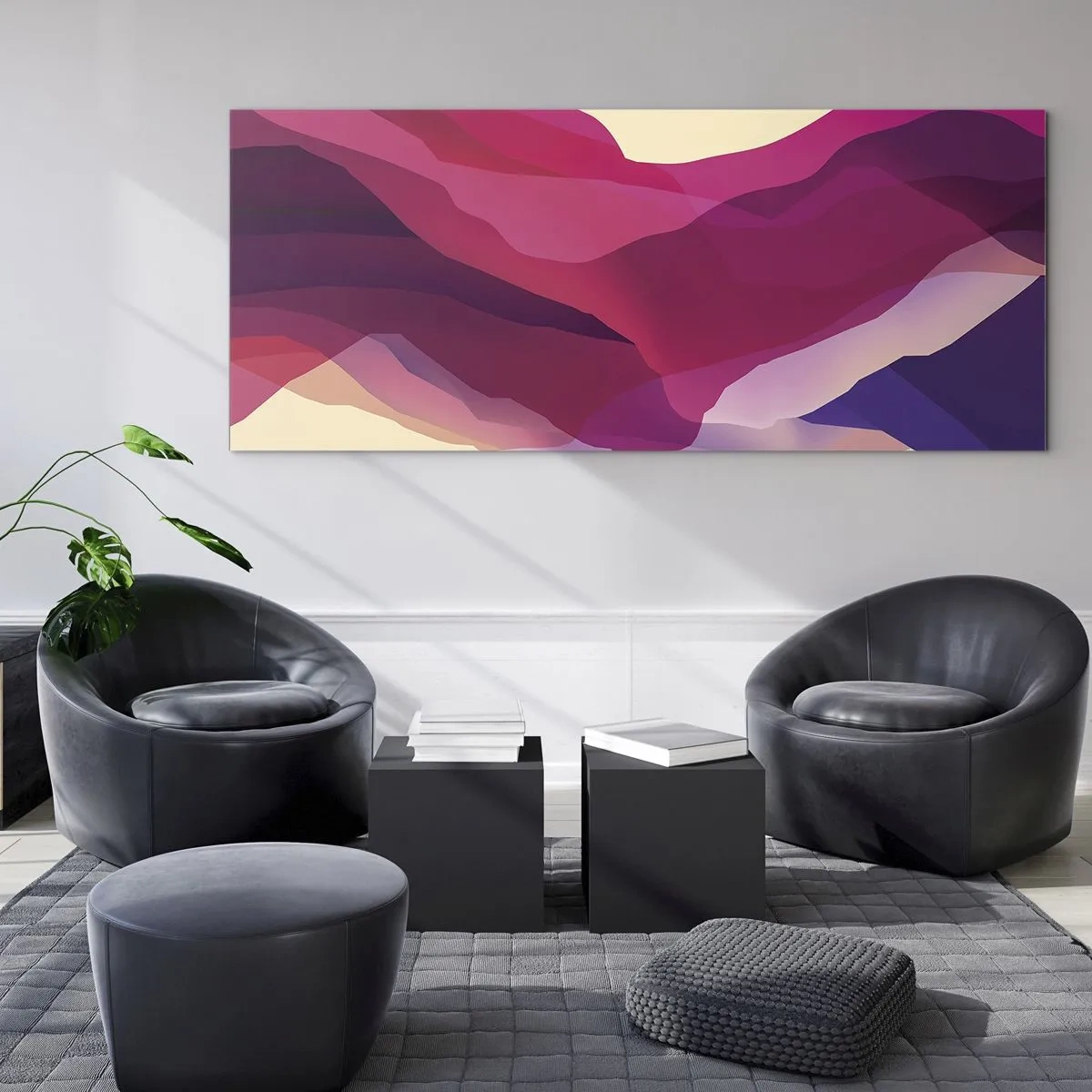 Quadro em vidro - Ondas de roxo - 120x50 cm