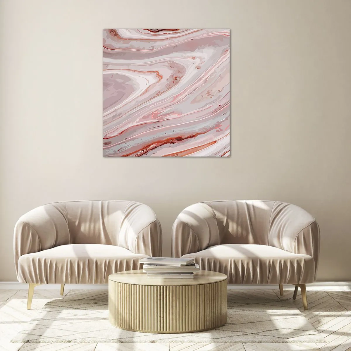 Quadro em vidro - Rosa líquido - 30x30 cm