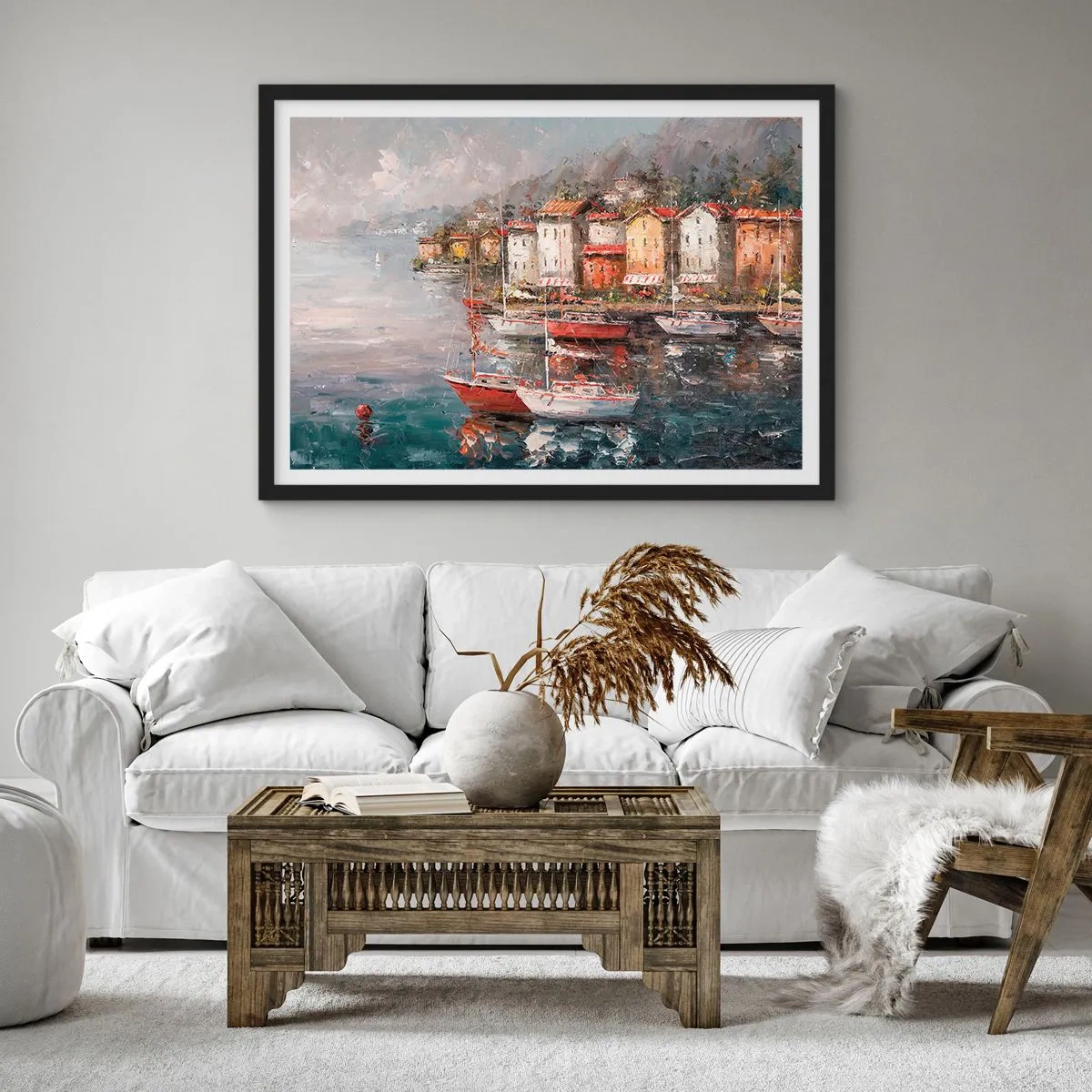 Pôster com moldura preta - Refúgio romântico - 50x40 cm