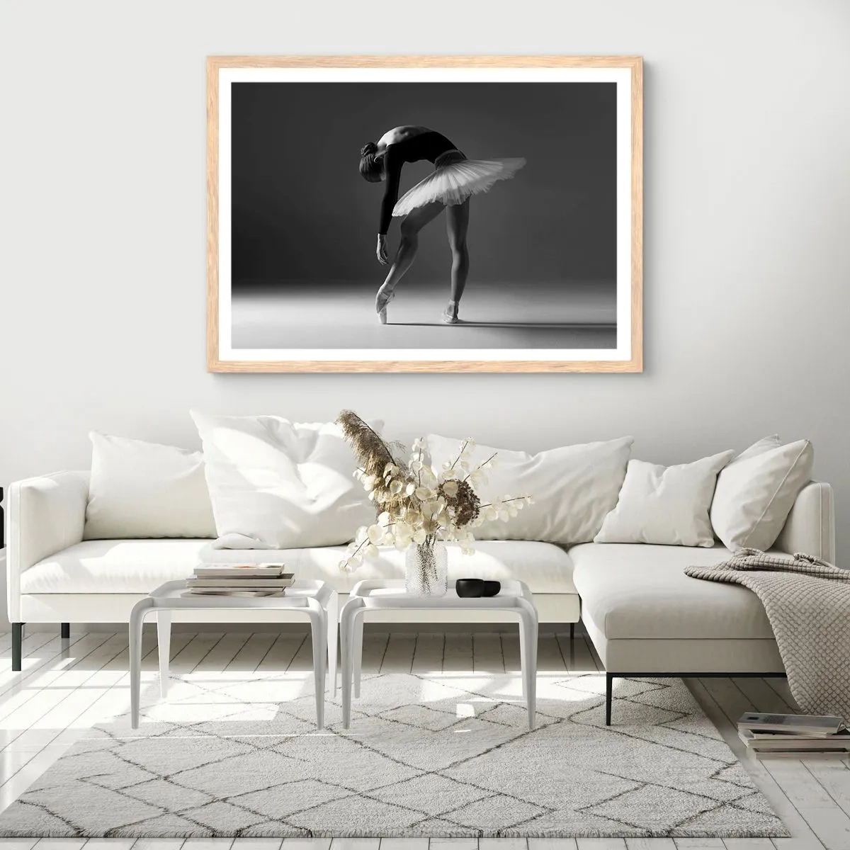 Pôster com moldura de carvalho claro - Bella balerina - 50x40 cm