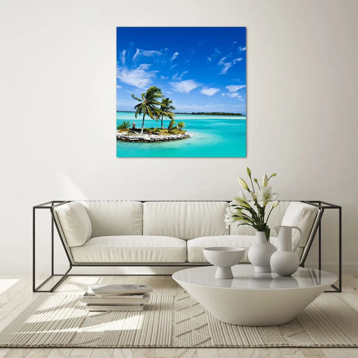 Quadro em vidro - Paraíso na terra - 70x70 cm