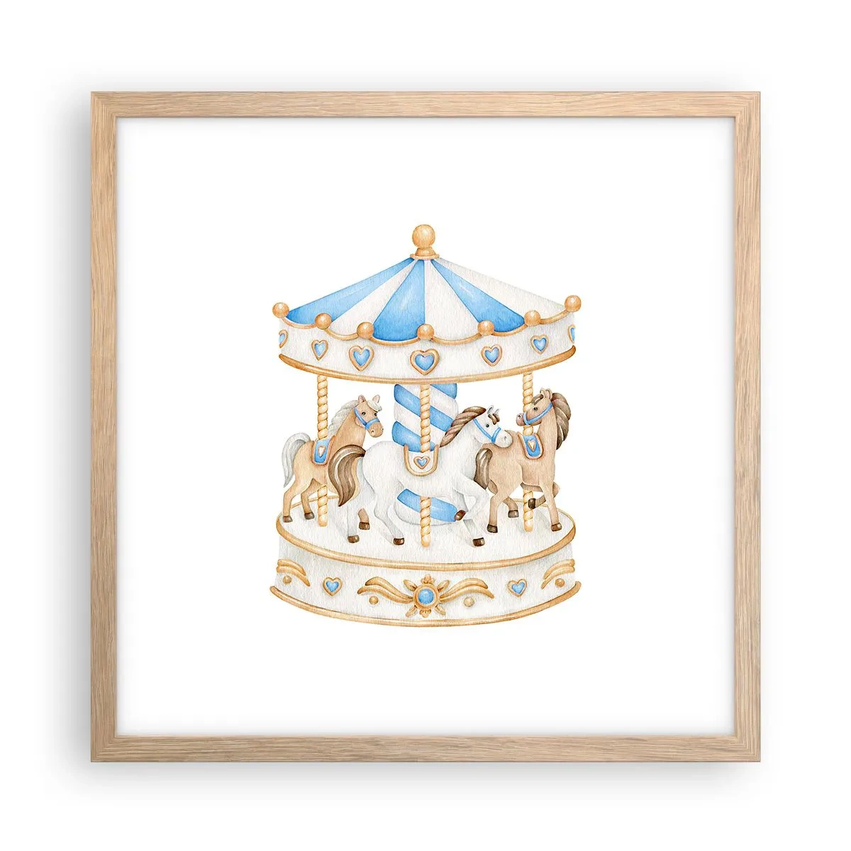 Pôster com moldura de carvalho claro - Doce infância - 40x40 cm