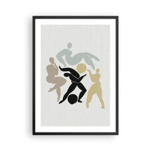 Pôster com moldura preta - Silhuetas abstratas de figuras em movimento dinâmico - 50x70cm - Exercício para saúde e beleza - Decoração de parede moderna para a sala de estar e quarto ARTTOR