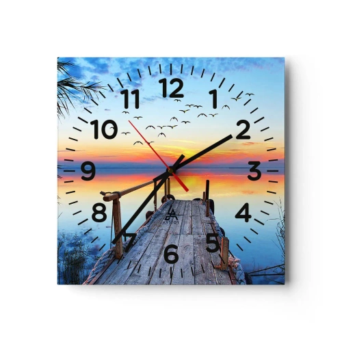 Relógio de parede - Relógio em vidro - É hora de voltar... - 30x30 cm