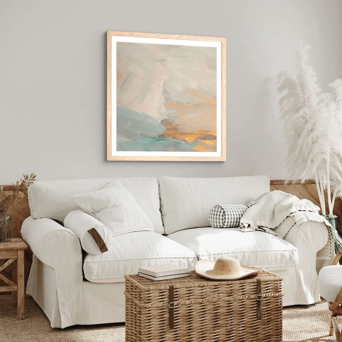 Pôster com moldura de carvalho claro - Abstração – a terra da gentileza - 60x60 cm