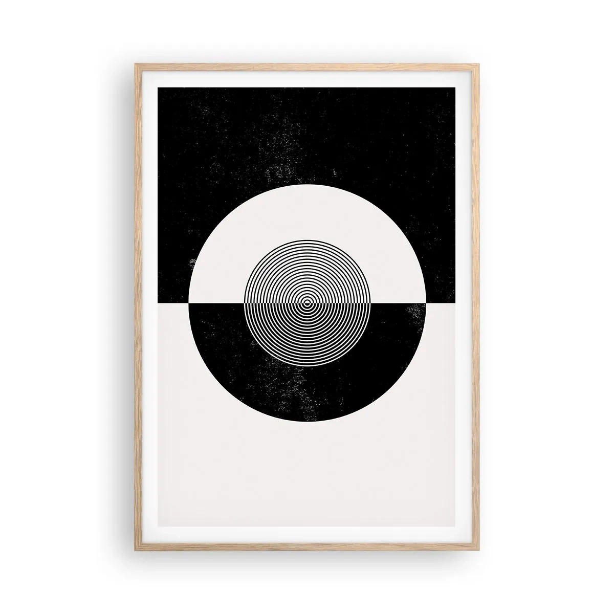 Pôster com moldura de carvalho claro - Harmonia a preto e branco - 70x100 cm